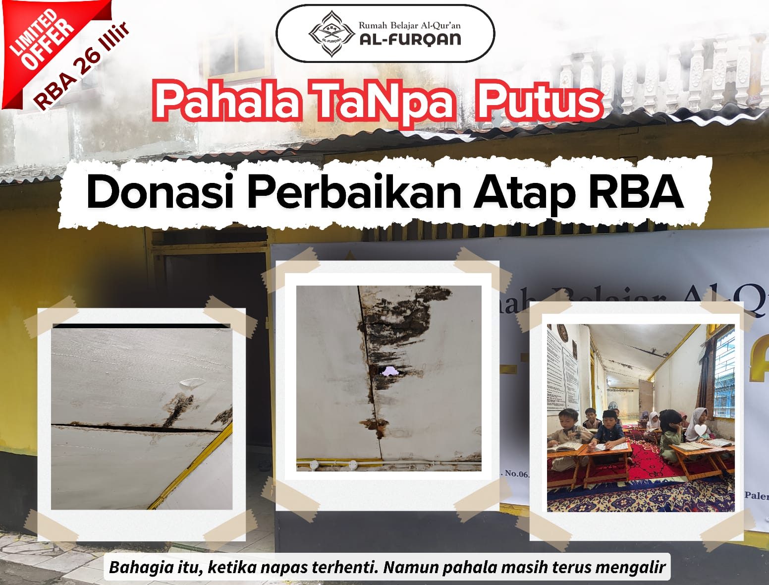 Donasi Perbaikan Atap Rumah Belajar Al-Quran Al-Furqan